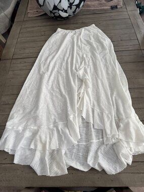 Free People FP Beach White Ruffled Cotton Maxi Skirt Size XS